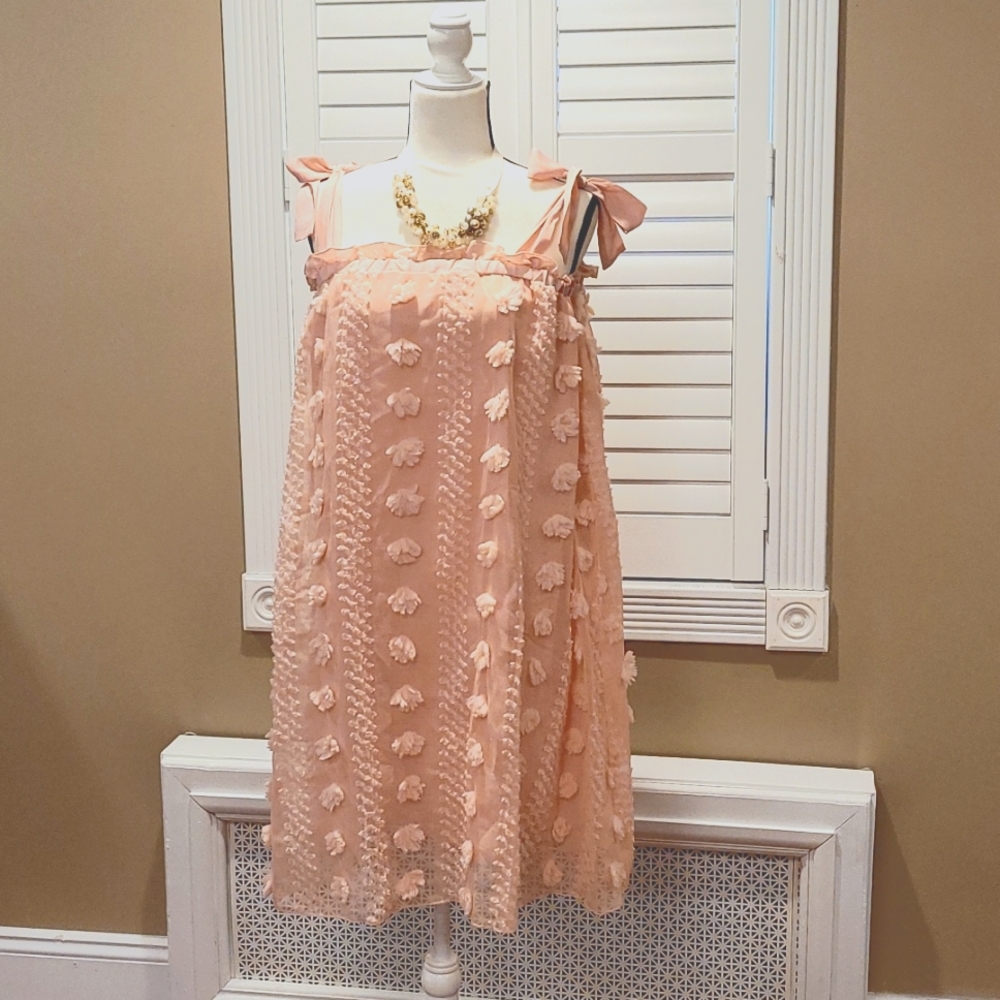 NWT Luna Tuccini light pale pink tie dress womens XL